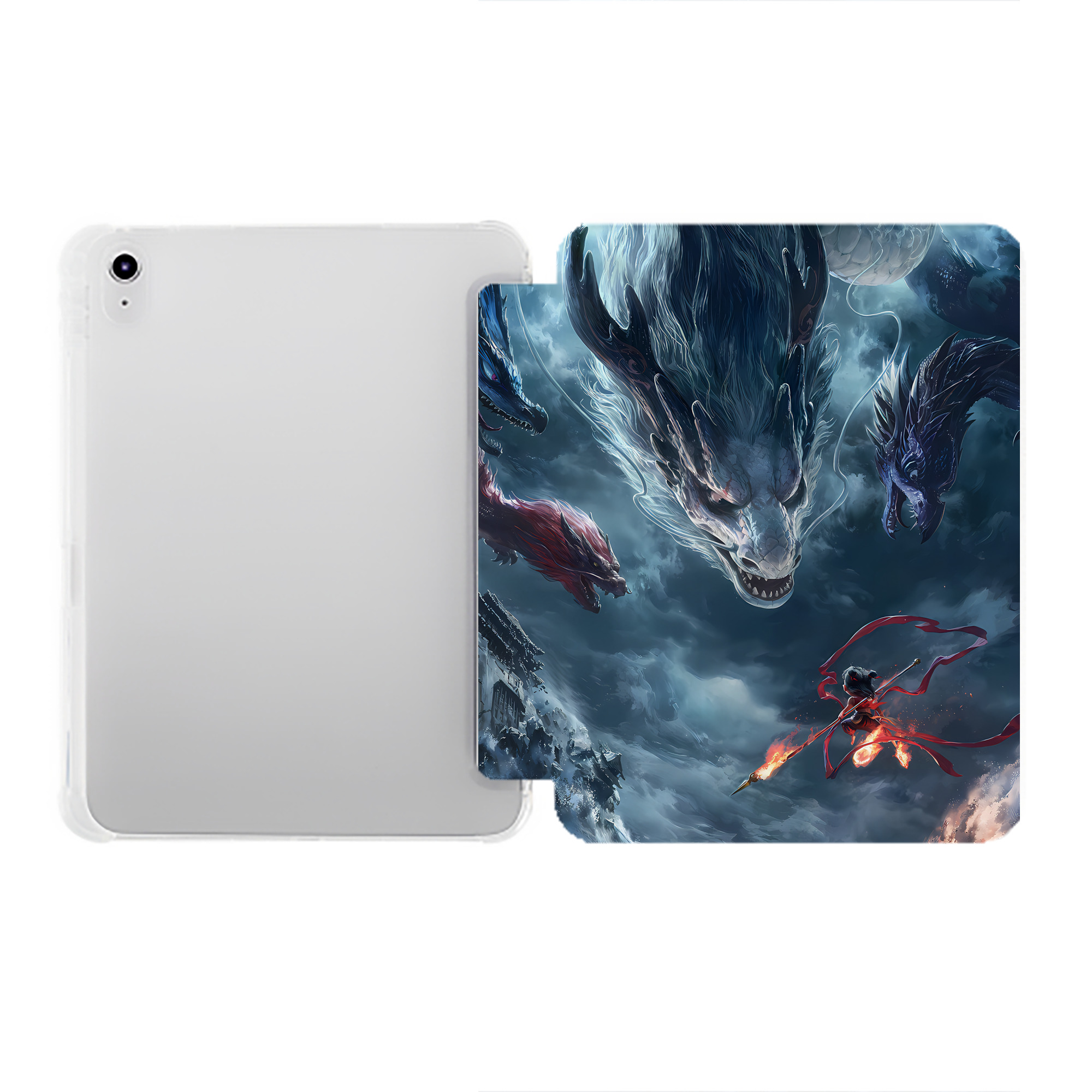 （画像用） Ne Zha 2 ナタ 魔童の大暴れ IPad ケース ペン収納付き 三つ折りスタンド PUレザー×シリコン 対応機種9.5/10.5/10.9インチ